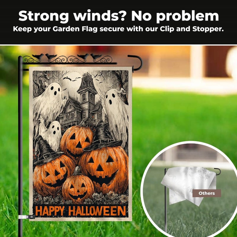 KarvePro Halloween Garden Flag 12x18 Double Sided – Happy Halloween Flag for Outside, Spooky Ghosts, Pumpkins & Haunted House Yard Flag Decor for Fall Outdoor Display - Image 5